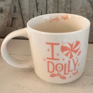 NWT Dolly Parton “I Love Dolly" White with Pink Lettering Ceramic Mug - NWT